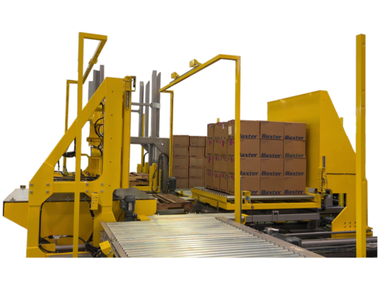Automatic Push and Pull System for efficient palletless load transfer onto wooden pallets