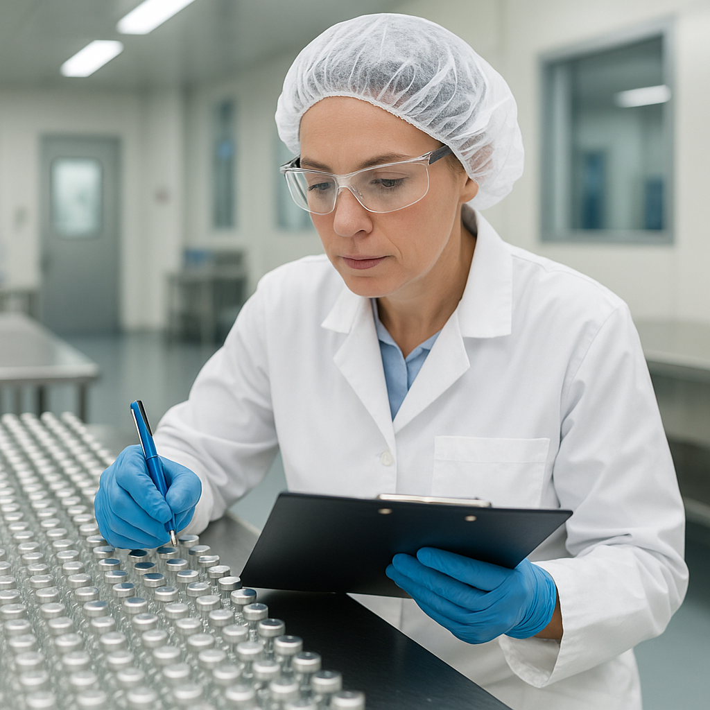 Pharmaceutical tablet production line operating under GMP standards